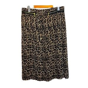 MICHAEL Michael Kors Pleated Animal Leopard Print Midi Skirt